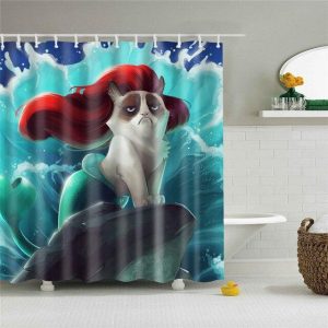Cortina de ducha original gato sirena